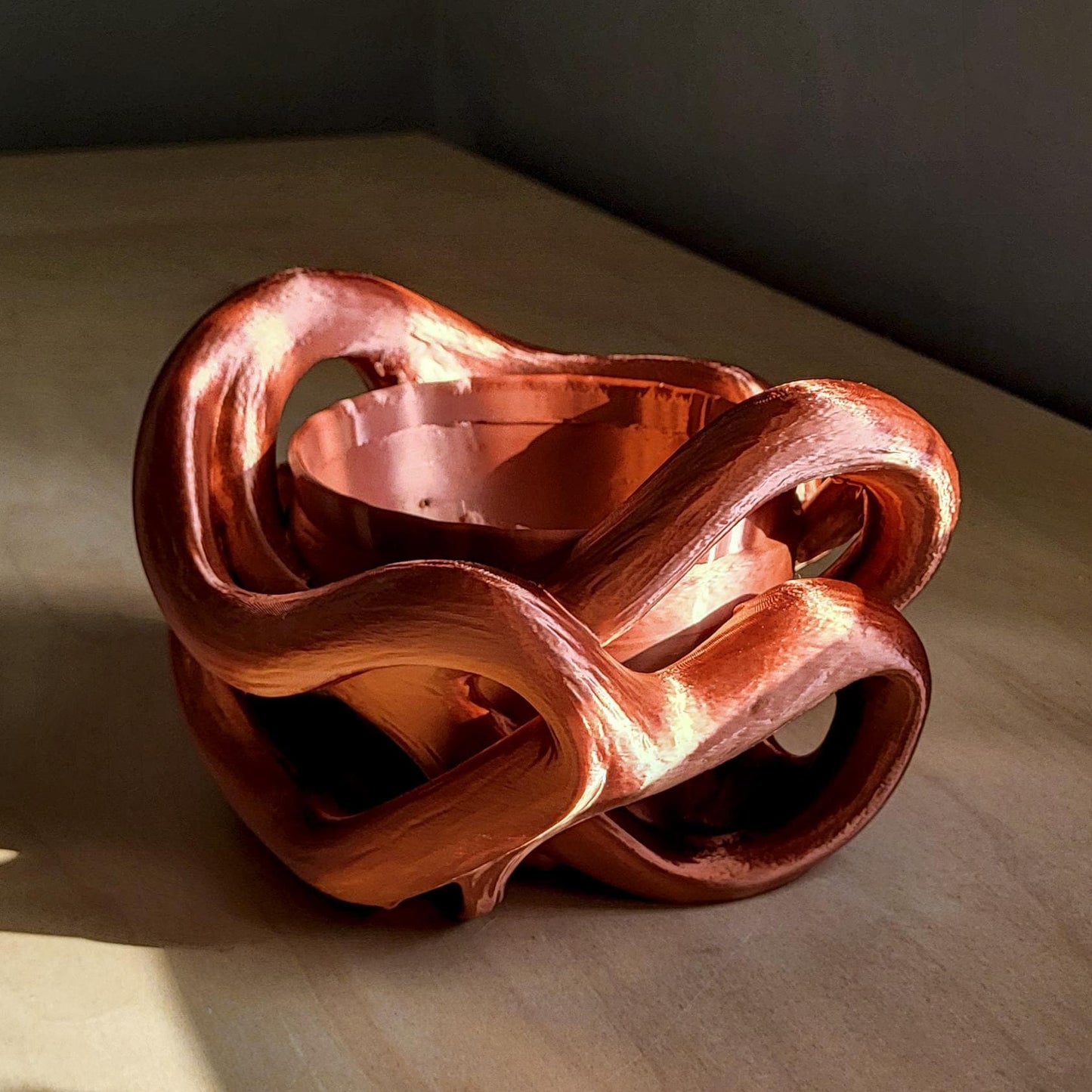 Helix Planter — Sculptural 8″ Planter with Integrated Water Catch, Copper Edition