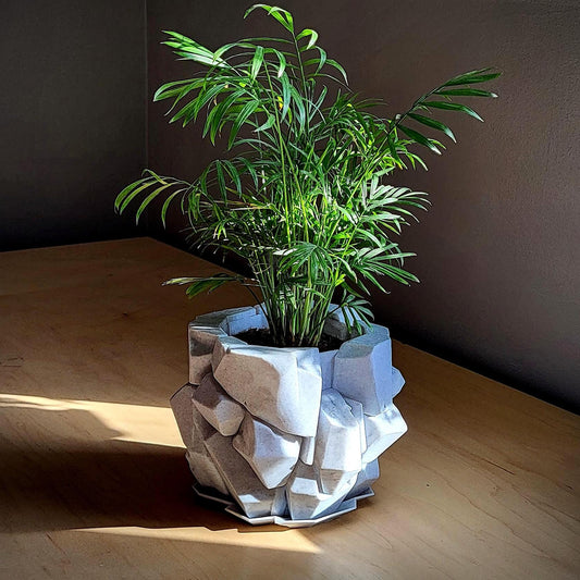 Monolith Planter — Sculptural 8″ Planter with Integrated Water Catch