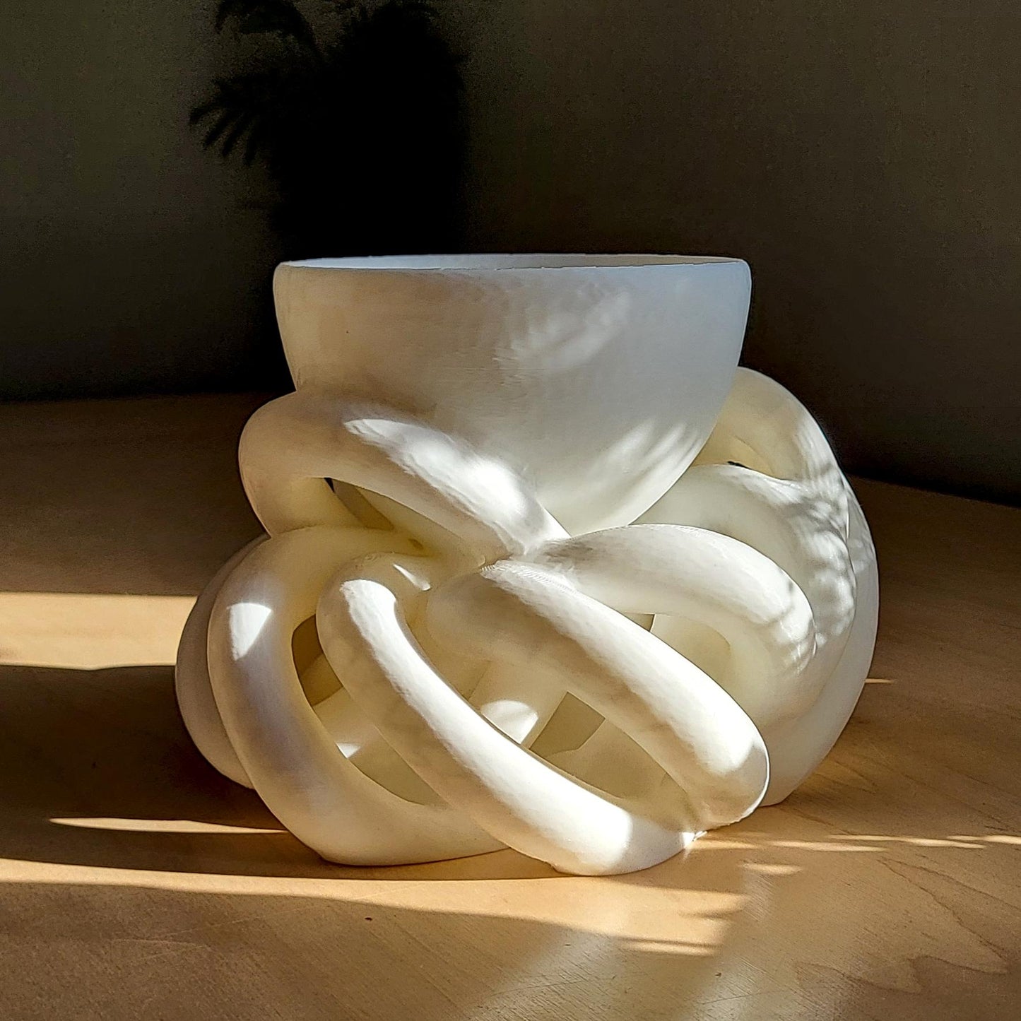Interlace Planter — Sculptural 8″ Planter with Integrated Water Catch